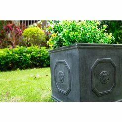 KANTE 12.6 in. W Square Antique Gray Lightweight Concrete/Fiberglass Indoor Outdoor English Lion Head Planter 11 KANTE 12.6 in. W Square Antique Gray Lightweight Concrete/Fiberglass Indoor Outdoor English Lion Head Planter -Vigoro Shop antique gray kante plant pots osf0172b c80451 1f 1000