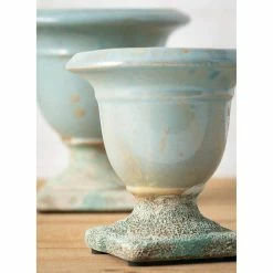SULLIVANS Aqua Ceramic Urns (Set of 2) -Vigoro Shop aqua sullivans plant pots cm2891 4f 1000