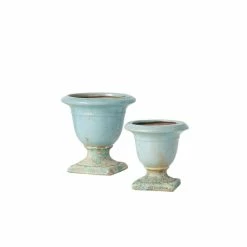 SULLIVANS Aqua Ceramic Urns (Set of 2)