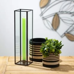 SULLIVANS Black and Brown Striped Ceramic Planter (Set of 2) -Vigoro Shop black and brown striped sullivans plant pots pr2715 4f 1000