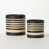 SULLIVANS Black and Brown Striped Ceramic Planter (Set of 2) -Vigoro Shop black and brown striped sullivans plant pots pr2715 64 1000