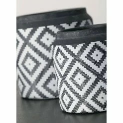 SULLIVANS Black Cement Flower Pots (Set of 2) -Vigoro Shop black sullivans plant pots cmt1174 1f 1000