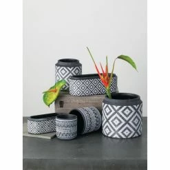 SULLIVANS Black Cement Flower Pots (Set of 2) -Vigoro Shop black sullivans plant pots cmt1174 4f 1000
