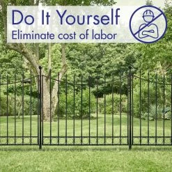 Vigoro Beaumont 40.4 in. H x 49.6 in. W Black Steel 3-Rail Fence Panel -Vigoro Shop black vigoro garden fencing 860336 1f 1000