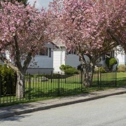 Vigoro Beaumont 40.4 in. H x 49.6 in. W Black Steel 3-Rail Fence Panel -Vigoro Shop black vigoro garden fencing 860336 44 1000