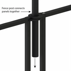Vigoro Beaumont 40.4 in. H x 49.6 in. W Black Steel 3-Rail Fence Panel (4-Pack) -Vigoro Shop black vigoro garden fencing 860336 4pk 77 1000