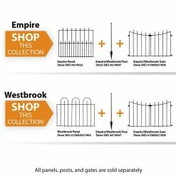 Vigoro Beaumont 40.4 in. H x 49.6 in. W Black Steel 3-Rail Fence Panel (4-Pack) -Vigoro Shop black vigoro garden fencing 860336 4pk fa 1000