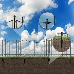 Vigoro Beaumont No Dig 40.4 in. H x 53.7 in. W Black Steel Decorative Fence Gate -Vigoro Shop black vigoro garden fencing 860343 1f 1000