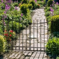 Vigoro Beaumont No Dig 40.4 in. H x 53.7 in. W Black Steel Decorative Fence Gate -Vigoro Shop black vigoro garden fencing 860343 44 1000