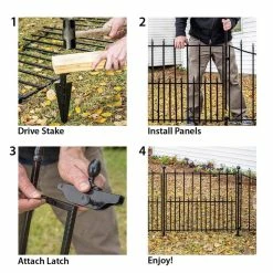 Vigoro Empire 30 in. x 36 in. Black Steel 3-Rail Fence Panel (4-Pack) 29 Vigoro Empire 30 in. x 36 in. Black Steel 3-Rail Fence Panel (4-Pack) -Vigoro Shop black vigoro garden fencing 860374 4pk 31 1000