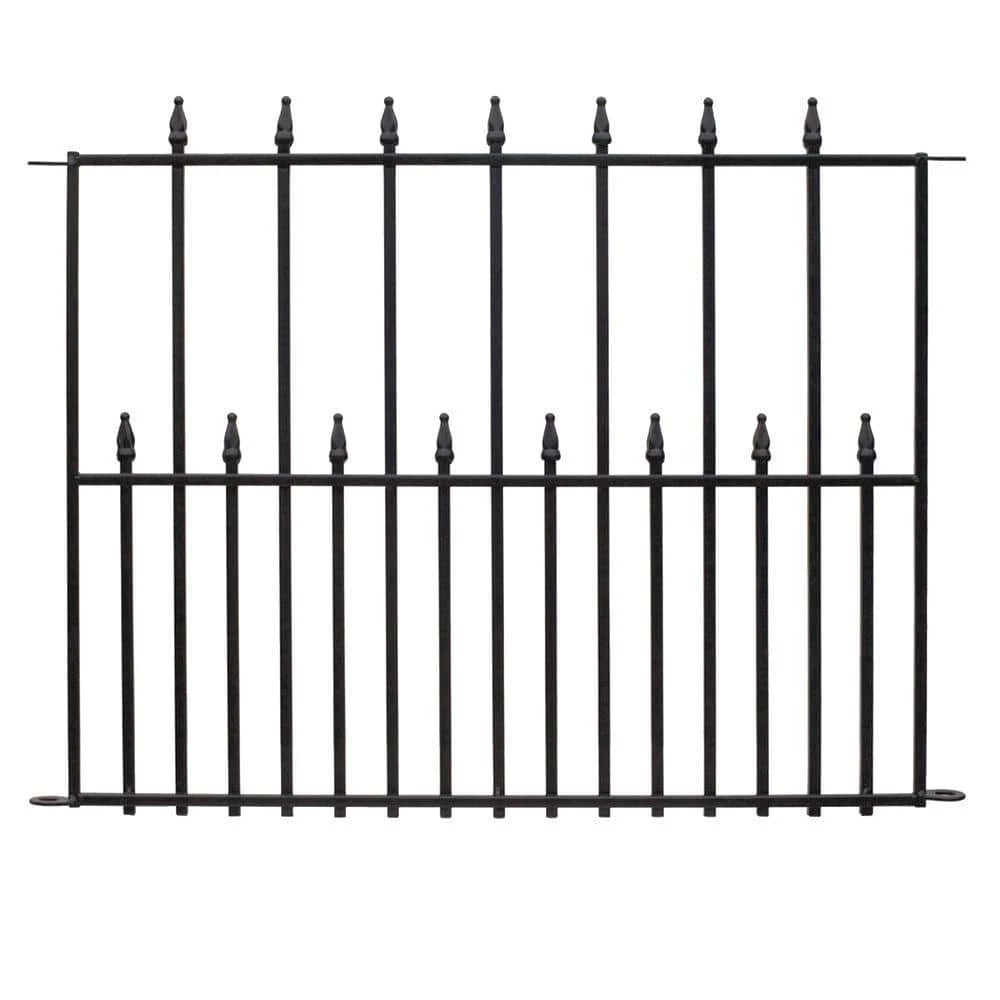 Vigoro Empire 30 in. x 36 in. Black Steel 3-Rail Fence Panel (4-Pack) 3 Vigoro Empire 30 in. x 36 in. Black Steel 3-Rail Fence Panel (4-Pack)