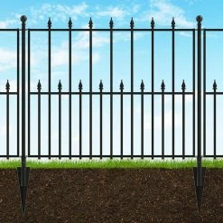Vigoro Empire 30 in. x 36 in. Black Steel 3-Rail Fence Panel (4-Pack) 23 Vigoro Empire 30 in. x 36 in. Black Steel 3-Rail Fence Panel (4-Pack) -Vigoro Shop black vigoro garden fencing 860374 4pk c3 1000