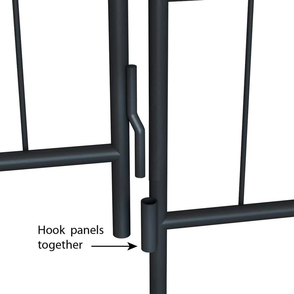 Vigoro Rockdale 43.8 in. Black Steel Fence Panel (6-Pack) 8 Vigoro Rockdale 43.8 in. Black Steel Fence Panel (6-Pack) - Image 6