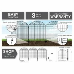 Vigoro Rockdale 43.8 in. Black Steel Fence Panel (3-Pack) -Vigoro Shop black vigoro garden fencing 860404 a0 1000