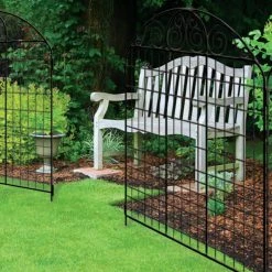 Vigoro Rockdale 41.9 in. Black Steel Fence Gate -Vigoro Shop black vigoro garden fencing 860442 31 1000