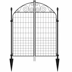 Vigoro Rockdale 41.9 in. Black Steel Fence Gate -Vigoro Shop black vigoro garden fencing 860442 c3 1000