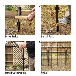 Vigoro Rockdale 41.9 in. Black Steel Fence Gate -Vigoro Shop black vigoro garden fencing 860442 fa 1000
