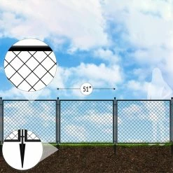 Vigoro 37.3 in. H x 51 in. W Steel Diamond Mesh Garden Fence Panel -Vigoro Shop black vigoro garden fencing 860640 66 1000