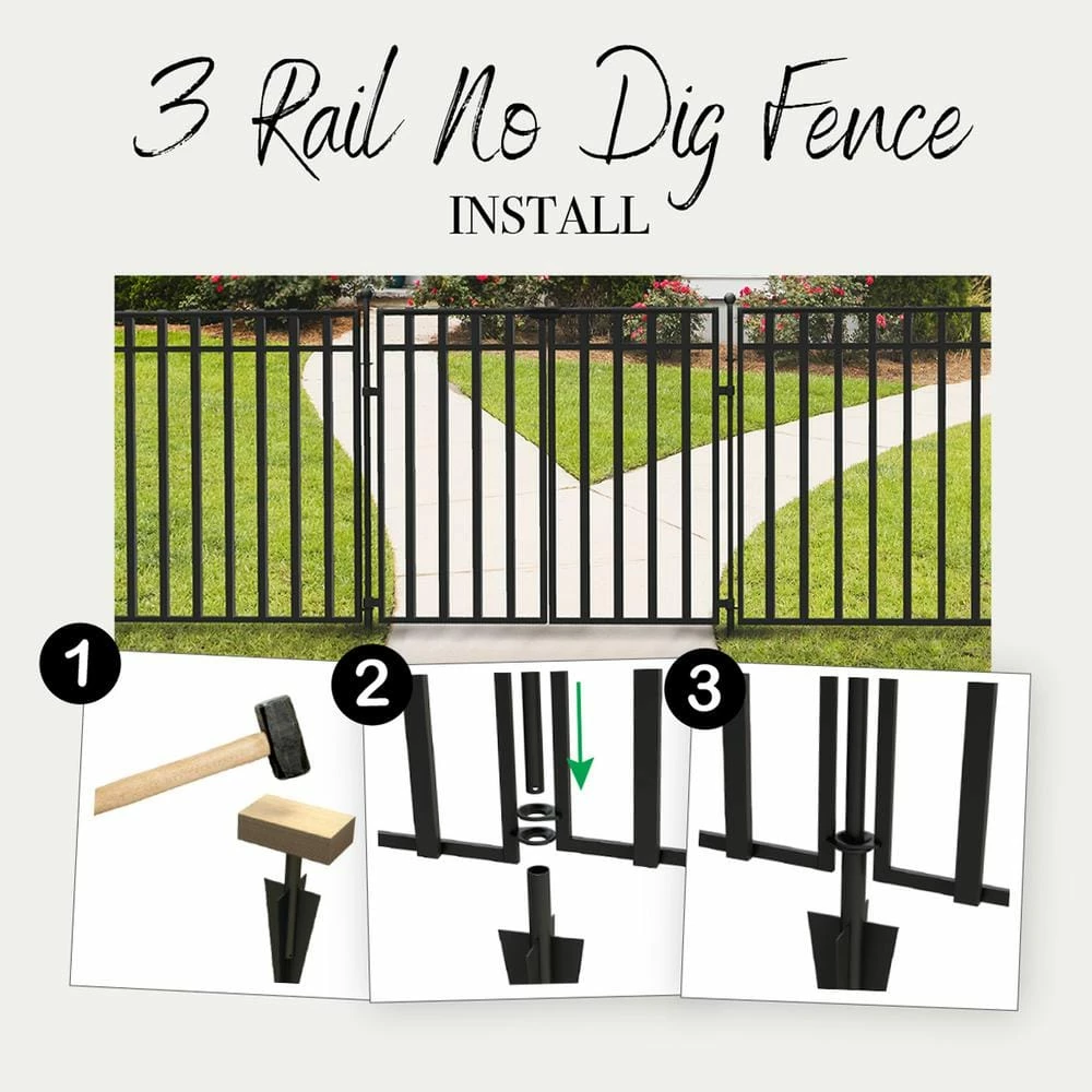 Vigoro 37.2 in. H x 55.7 in. W Steel 3-Rail Garden Fence Gate 15 Vigoro 37.2 in. H x 55.7 in. W Steel 3-Rail Garden Fence Gate - Image 13