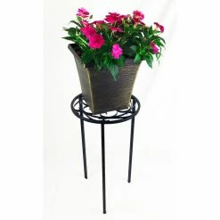 Vigoro 12 in. x 21 in. Black Metal Indoor Round Plant Stand 12 Vigoro 12 in. x 21 in. Black Metal Indoor Round Plant Stand -Vigoro Shop black vigoro plant stands 51160 4f 1000
