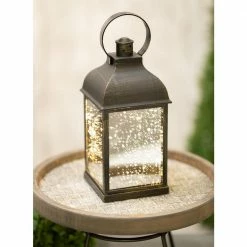 SULLIVANS 10.5 in. Black Speckled Lantern with LED Pillar Candle -Vigoro Shop blacks sullivans outdoor lanterns sea44237ln 4f 1000