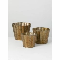 SULLIVANS Brown Metal Flower Pots (Set of 3) 7 SULLIVANS Brown Metal Flower Pots (Set of 3) -Vigoro Shop brown sullivans plant pots met1578 4f 1000