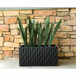 KANTE 31.5 in. L Rectangular Burnished Black Concrete/Fiberglass Indoor Outdoor Elegant Retro Planter -Vigoro Shop burnished black kante plant pots osf0203b c70221 4f 1000