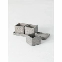 SULLIVANS Cement Flower Pots Tray -Set of 3 -Vigoro Shop cement sullivans plant pots cmt1130 4f 1000