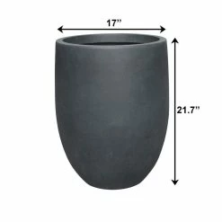 KANTE 21.7 in. H Round Charcoal Concrete/Fiberglass Indoor Outdoor Modern Tall Planter -Vigoro Shop charcoal kante plant pots osc0066a c60121 1d 1000