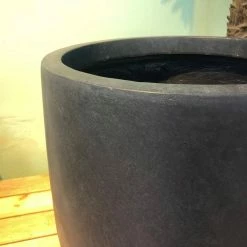 KANTE 21.7 in. H Round Charcoal Concrete/Fiberglass Indoor Outdoor Modern Tall Planter -Vigoro Shop charcoal kante plant pots osc0066a c60121 44 1000