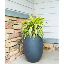 KANTE 21.7 in. H Round Charcoal Concrete/Fiberglass Indoor Outdoor Modern Tall Planter -Vigoro Shop charcoal kante plant pots osc0066a c60121 4f 1000