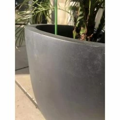 KANTE 21.7 in. H Round Charcoal Concrete/Fiberglass Indoor Outdoor Modern Tall Planter -Vigoro Shop charcoal kante plant pots osc0066a c60121 66 1000