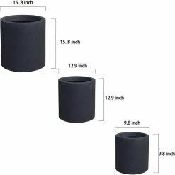 KANTE 15.8 in. x 12.9 in. and 9.8 in. W Round Charcoal Concrete/Fiberglass Indoor Outdoor Elegant Planters -Vigoro Shop charcoal kante plant pots osc0119abc c60121 44 1000