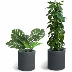 KANTE 15.8 in. x 12.9 in. and 9.8 in. W Round Charcoal Concrete/Fiberglass Indoor Outdoor Elegant Planters -Vigoro Shop charcoal kante plant pots osc0119abc c60121 4f 1000