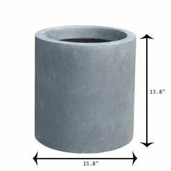 KANTE 15.8 in. W Round Charcoal Concrete/Fiberglass Indoor Outdoor Elegant Planter -Vigoro Shop charcoal kante plant pots osc0119c c60121 1f 1000