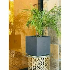 KANTE 12 in. H Square Charcoal Concrete/Fiberglass Indoor Outdoor Elegant Planter -Vigoro Shop charcoal kante plant pots osf0001b c60121 76 1000