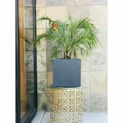 KANTE 12 in. H Square Charcoal Concrete/Fiberglass Indoor Outdoor Elegant Planter -Vigoro Shop charcoal kante plant pots osf0001b c60121 fa 1000
