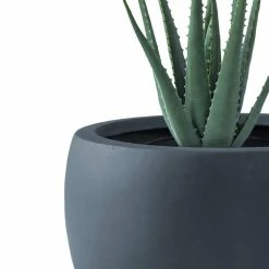 KANTE 8 in. H Charcoal Concrete and Fiberglass Round Bowl Planter, Outdoor Indoor Large Planters Pots with Drainage -Vigoro Shop charcoal kante plant pots rc0049a c60121 44 1000
