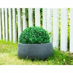 KANTE Medium 10 in. Tall Charcoal Lightweight Concrete Round Outdoor Bowl Planter -Vigoro Shop charcoal kante plant pots rc0051c c60121 1f 1000