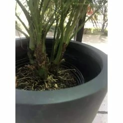 KANTE Medium 10 in. Tall Charcoal Lightweight Concrete Round Outdoor Bowl Planter -Vigoro Shop charcoal kante plant pots rc0051c c60121 44 1000