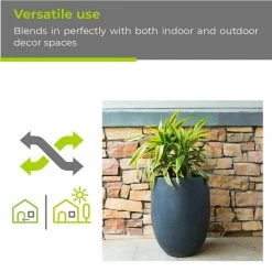 KANTE 21.7 in. Tall Charcoal Lightweight Concrete Round Outdoor Planter -Vigoro Shop charcoal kante plant pots rc0066a c60121 44 1000