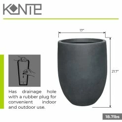 KANTE 21.7 in. Tall Charcoal Lightweight Concrete Round Outdoor Planter -Vigoro Shop charcoal kante plant pots rc0066a c60121 4f 1000