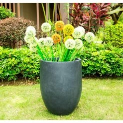 KANTE 21.7 in. Tall Charcoal Lightweight Concrete Round Outdoor Planter -Vigoro Shop charcoal kante plant pots rc0066a c60121 c3 1000