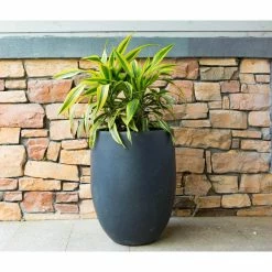 KANTE 21.7 in. Tall Charcoal Lightweight Concrete Round Outdoor Planter -Vigoro Shop charcoal kante plant pots rc0066a c60121 fa 1000