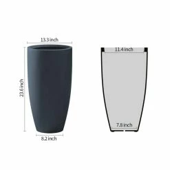 KANTE 13.39 in. x 23.62 in. Round Charcoal Finish Lightweight Concrete and Fiberglass Indoor Outdoor Planter w/Drainage Hole -Vigoro Shop charcoal kante plant pots rc0099a c60121 4f 1000