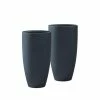 KANTE 13.39 in. x 23.62 in. Round Charcoal Finish Lightweight Concrete and Fiberglass Planters with Drainage Holes (Set of 2)