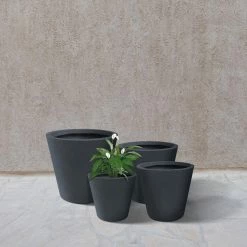 KANTE 20.9", 17.7", 15" & 12.6"H Cylindrical Charcoal Finish Lightweight Concrete Modern Planters Set of 4, Outdoor Indoor -Vigoro Shop charcoal kante plant pots rc0154bcde c60121 1f 1000