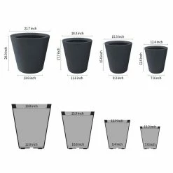 KANTE 20.9", 17.7", 15" & 12.6"H Cylindrical Charcoal Finish Lightweight Concrete Modern Planters Set of 4, Outdoor Indoor -Vigoro Shop charcoal kante plant pots rc0154bcde c60121 c3 1000