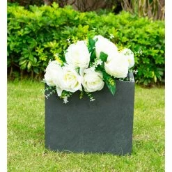 KANTE 10 in. Tall Charcoal Lightweight Concrete Square Modern Outdoor Planter -Vigoro Shop charcoal kante plant pots rf0001a c60121 c3 1000