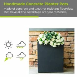 KANTE 26.8 in. Tall Charcoal Lightweight Concrete Modern Long and High Rectangle Planter -Vigoro Shop charcoal kante plant pots rf0111a c60121 4f 1000